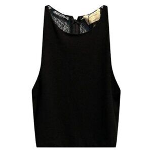 Alice + Olivia lace back cropped tank top black women's size S